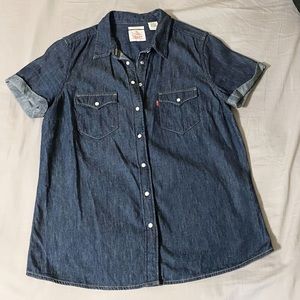Levi’s women’s dark denim button down shirt